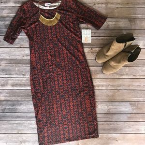 Navy and red LuLaRoe Julia Dress